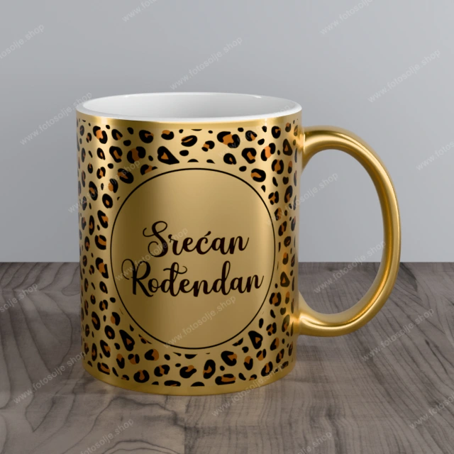 Zlatna foto šolja sa leopard šarom